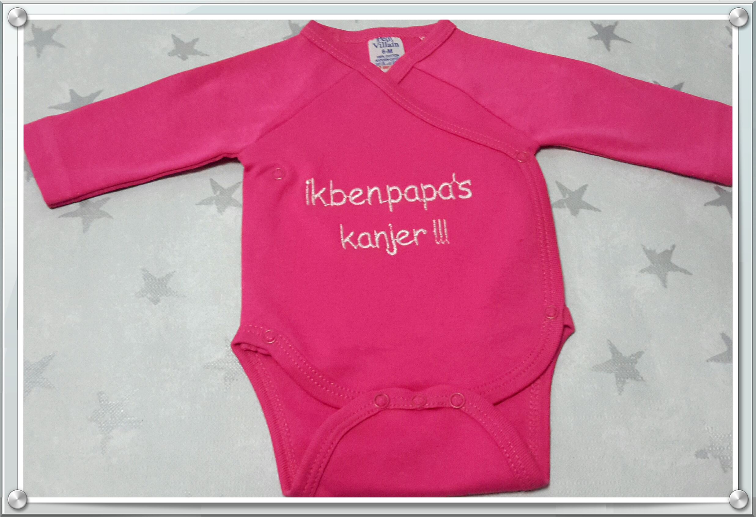 Baby romper papa's kanjer fuchsia